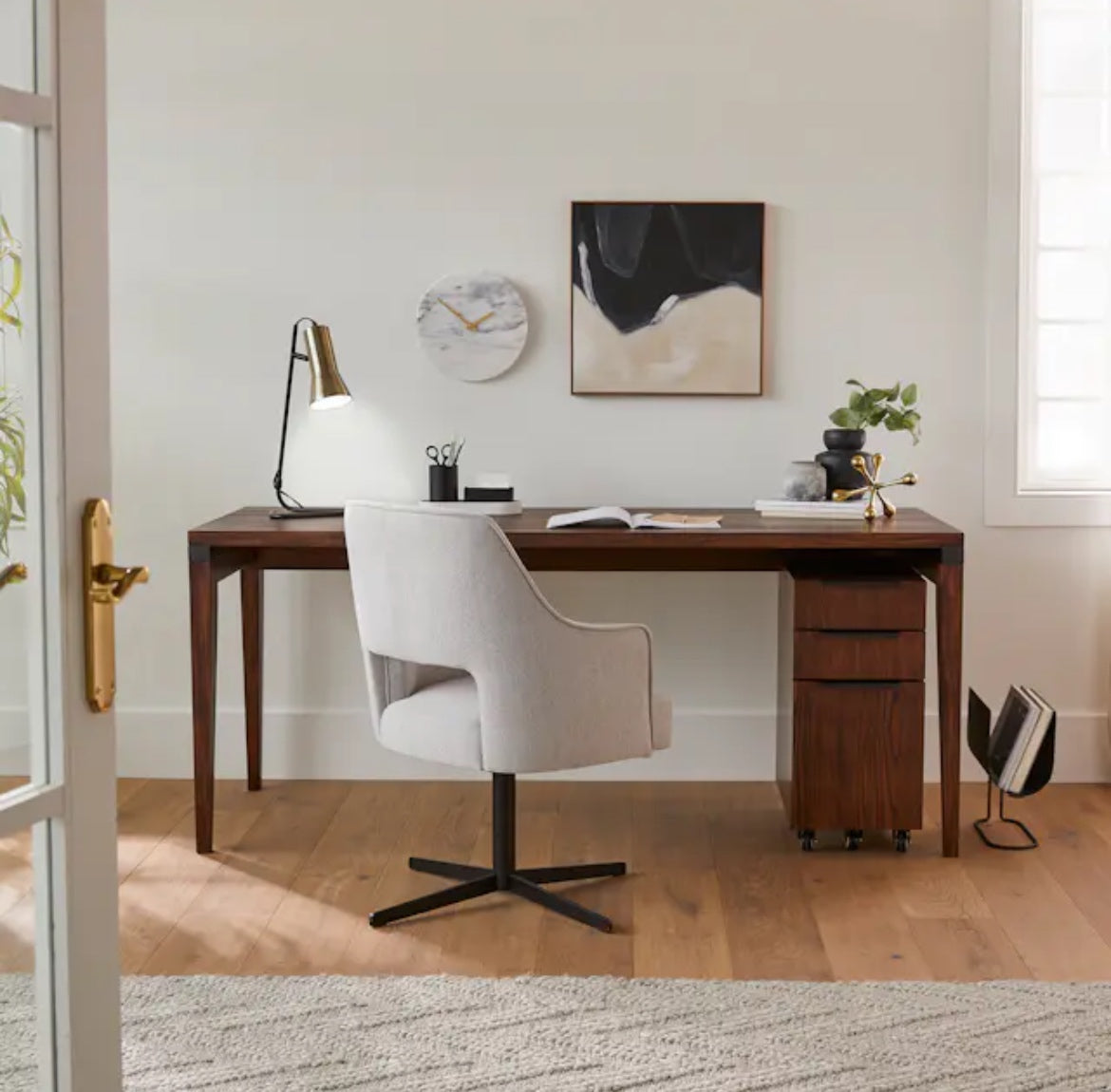 Madera 71" Desk and File Cabinet - Chestnut