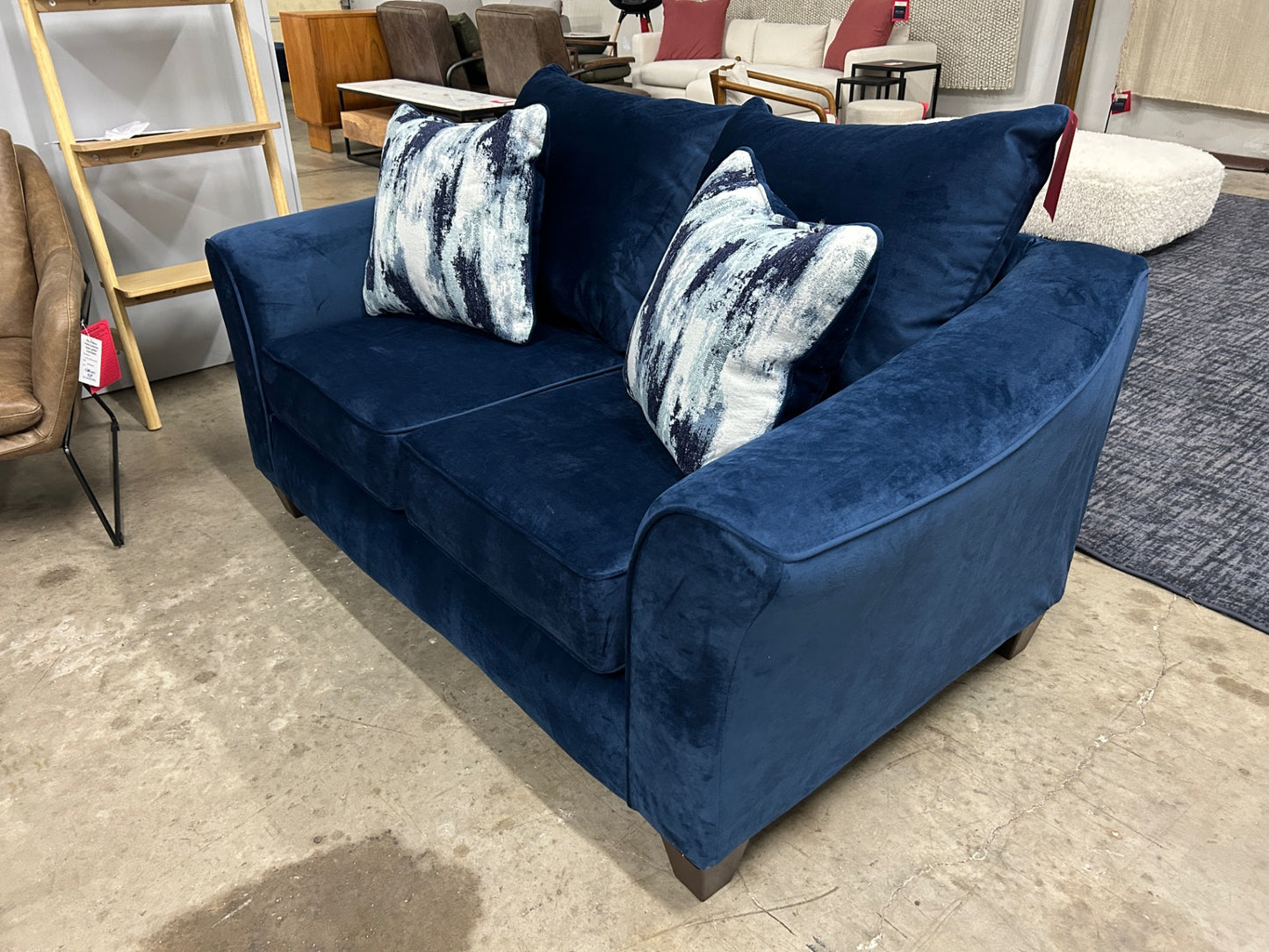 Bison Sommerce Llc-Camero Fabric Pillowback Loveseat-Navy Blue