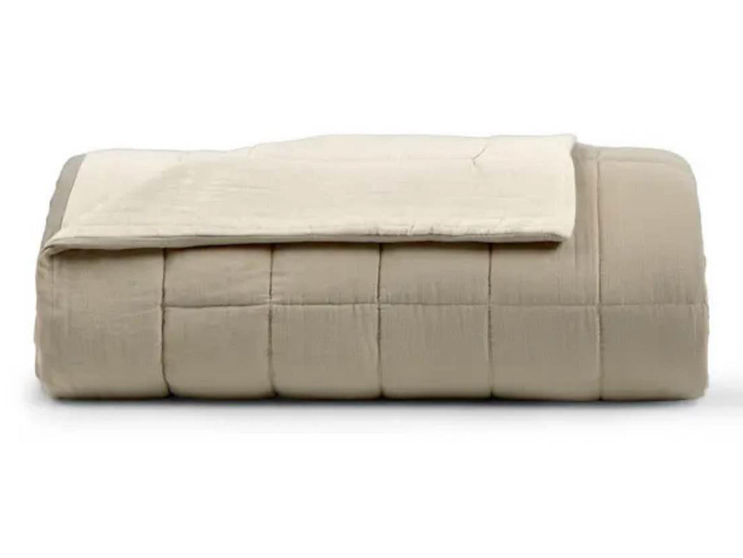 Leni King Gauze Cotton Duo Taupe King Quilt & Sham