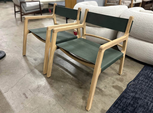 Pair of Moe’s Furniture Kolding Leather Chairs- Seagrass Green