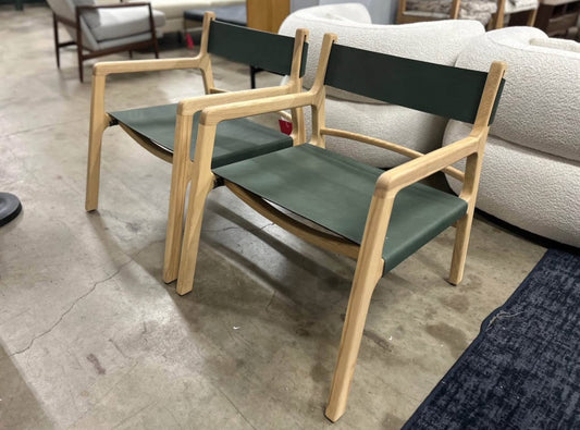 Pair of Moe’s Furniture Kolding Leather Chairs- Seagrass Green