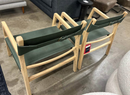 Pair of Moe’s Furniture Kolding Leather Chairs- Seagrass Green