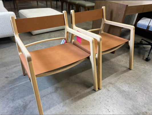 Pair of Moe’s Furniture Kolding Leather Chairs- Havana Tanned