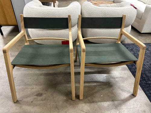 Pair of Moe’s Furniture Kolding Leather Chairs- Seagrass Green