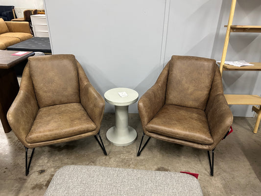 Pair of Moe's Home Collection Greer Leather Club Chairs