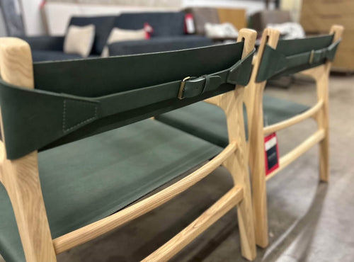 Pair of Moe’s Furniture Kolding Leather Chairs- Seagrass Green