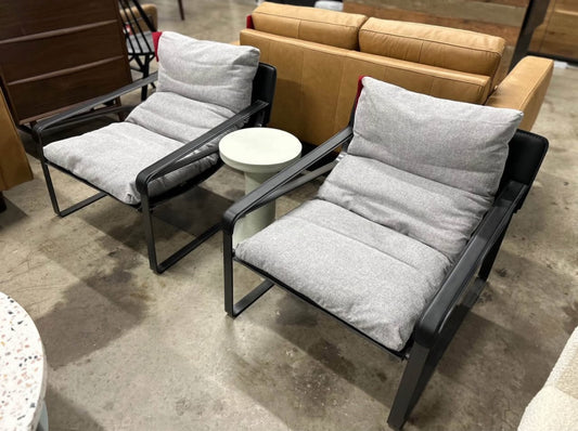 Pair of Moe's Home Collection Connor Club Chairs- Snowfolds Gray