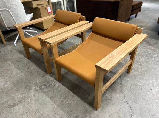 Pair Of Moe's Furniture Annex Leather Lounge Chiars