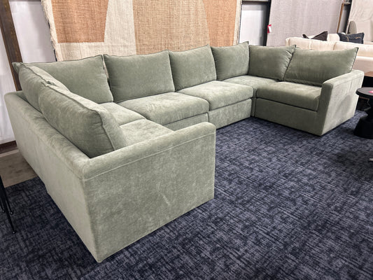 U Shaped Modular Lenae Sofa - Eleos Green, Performance Fabric