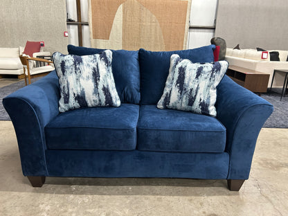 Bison Sommerce Llc-Camero Fabric Pillowback Loveseat-Navy Blue