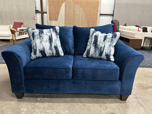 Bison Sommerce Llc-Camero Fabric Pillowback Loveseat-Navy Blue
