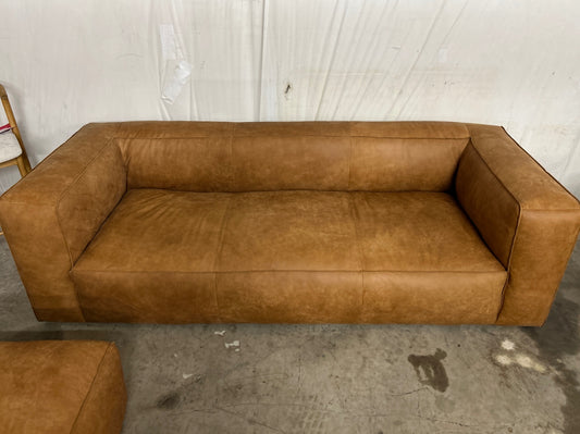 Cigar 92" Leather Sofa - Rawhide Tan
