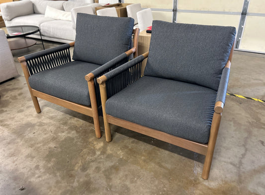 Pair of Rosa 34.5" Outdoor Lounge Chairs - Dravite Black