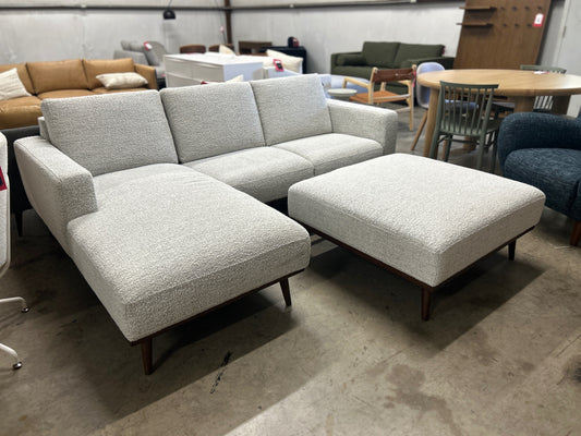 Rhett 93in Left Chaise Sectional & Ottoman - Pepper Ivory