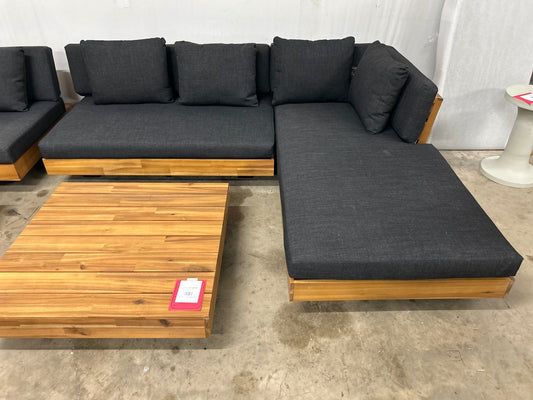 Lubek 82.5in Outdoor Low Right Sectional Set- Slate Gray