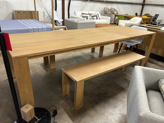 Dako 76.75in - 116in Extendable Dining Table & (2) Benches - Natural Oak