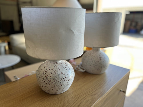 Pair Of Ando Short Table Lamps - Waxen White