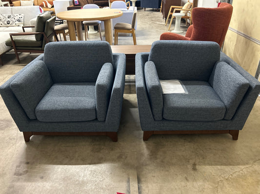 Pair Of Ceni 39in Lounge Chairs - Denim Blue