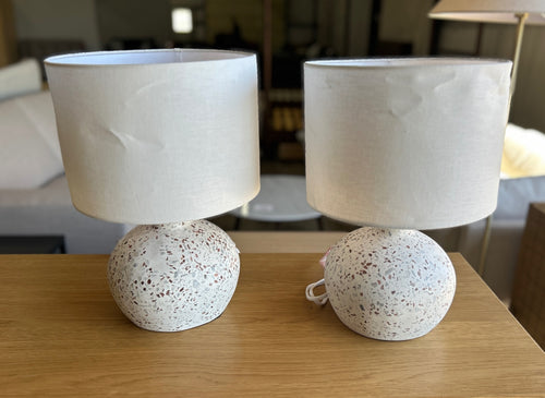 Pair Of Ando Short Table Lamps - Waxen White