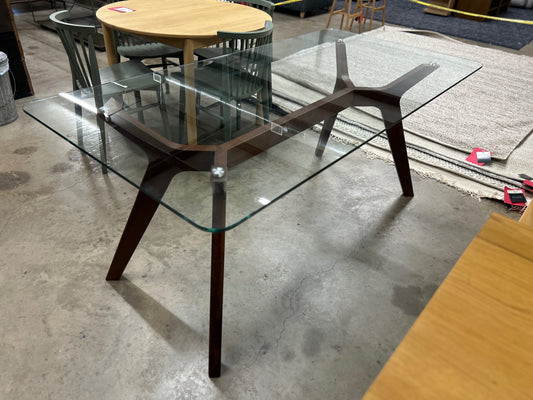 Emmer 71in Glass Dining Table - Walnut