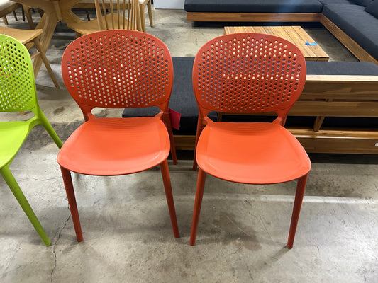Pair of Dot Outdoor Stackable Dining Chairs - Tanga Orange