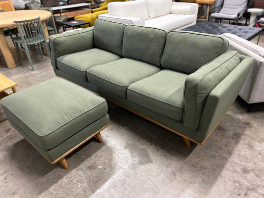 Timber 90" Sofa & Ottoman- Olio Green