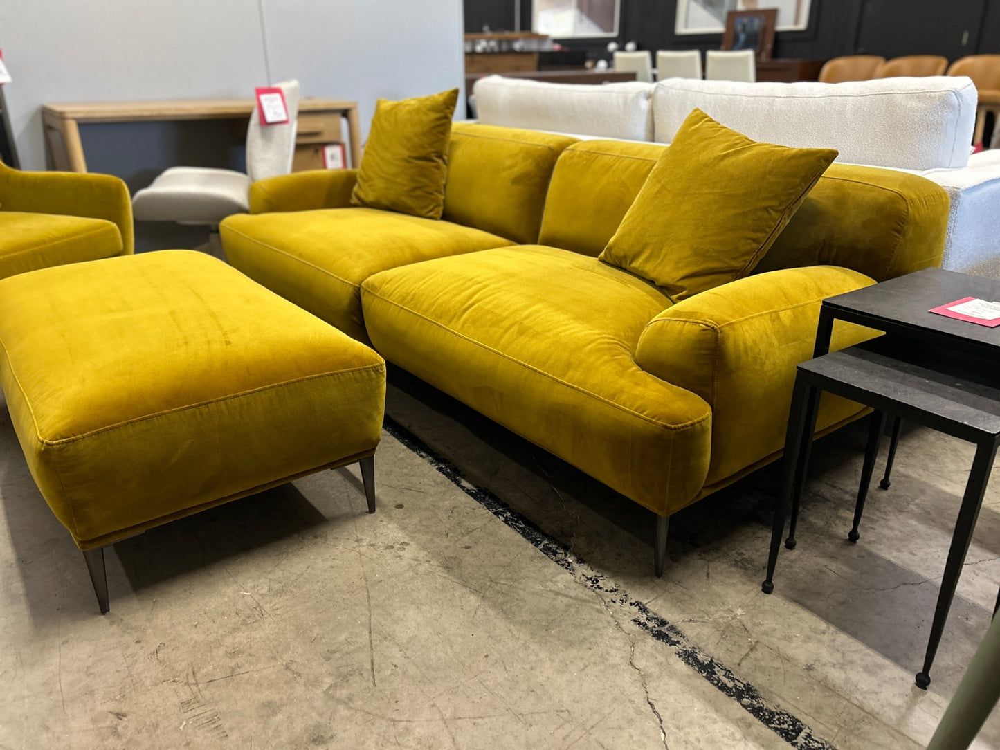 Abisko 91in Velvet Sofa & Ottoman - Plush Yarrow Gold