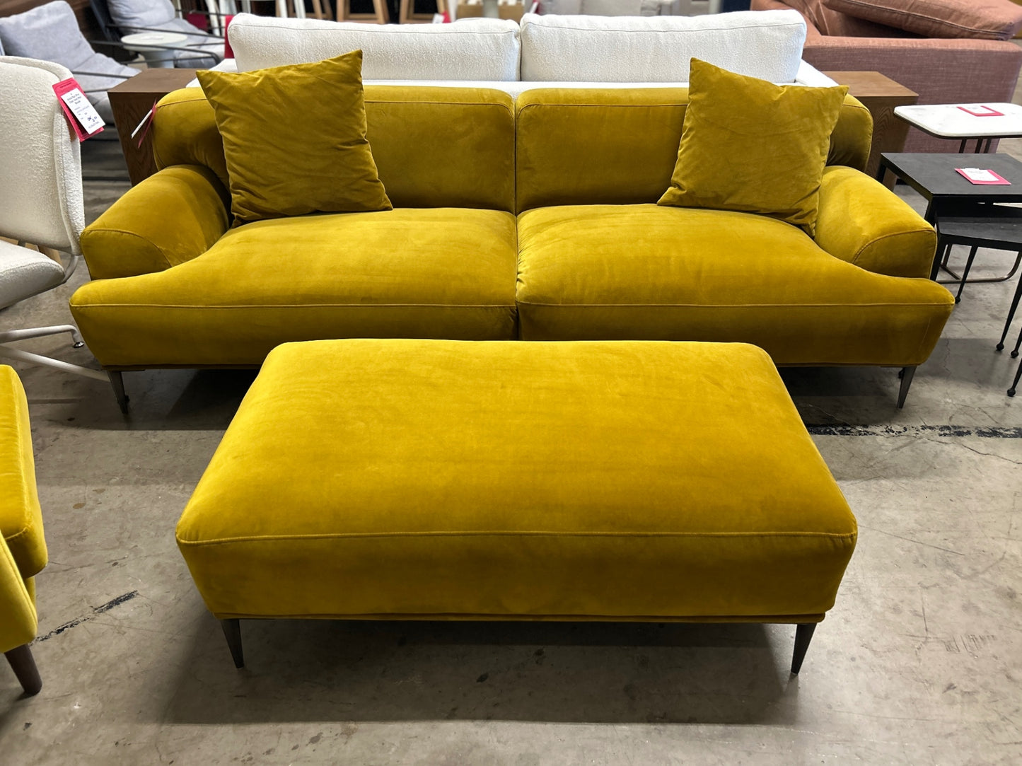 Abisko 91in Velvet Sofa & Ottoman - Plush Yarrow Gold
