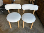 Pair of Munk Dining Chairs - White Oak and Ivory Wool Boucle