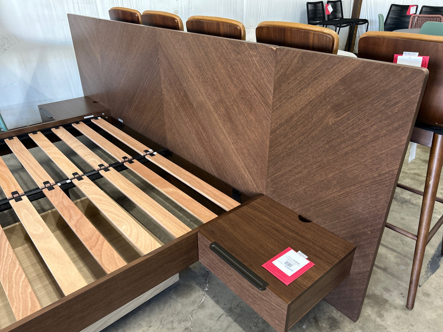 **see condition** Nera Queen Low Profile Bed With Nightstands Set - Walnut