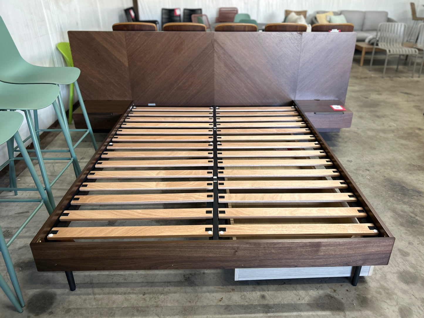 **see condition** Nera Queen Low Profile Bed With Nightstands Set - Walnut