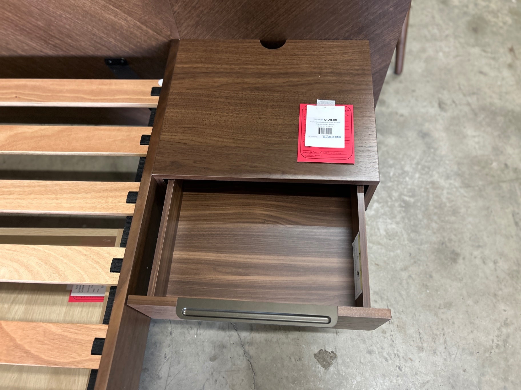 **see condition** Nera Queen Low Profile Bed With Nightstands Set - Walnut