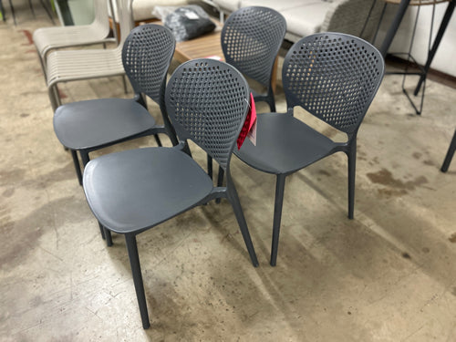 Set of 4 Dot Outdoor Stackable Dining Chairs - Graphite