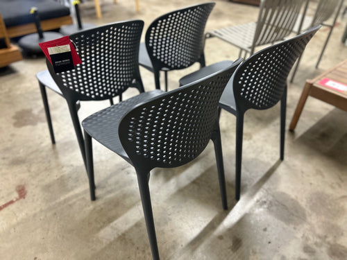 Set of 4 Dot Outdoor Stackable Dining Chairs - Graphite