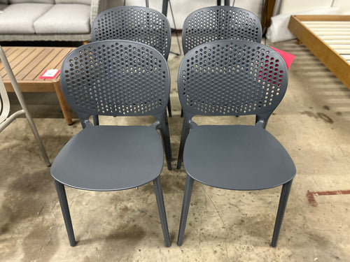 Set of 4 Dot Outdoor Stackable Dining Chairs - Graphite