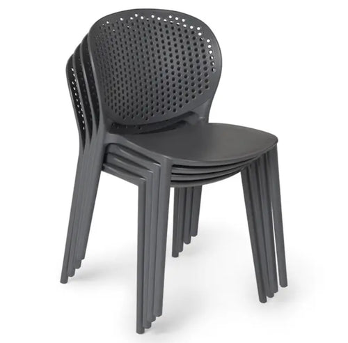 Set of 4 Dot Outdoor Stackable Dining Chairs - Graphite
