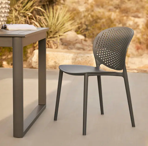 Set of 4 Dot Outdoor Stackable Dining Chairs - Graphite