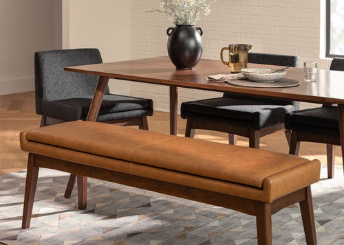 Chantel 56" Leather Bench - Toscana Tan