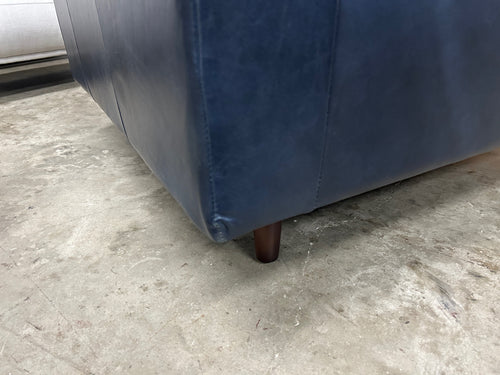 Sven 42" Tufted Leather Lounge Chair - Oxford Blue