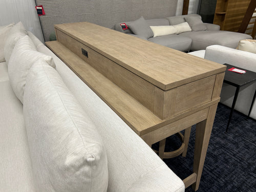 Brentwood Oak Bar Console and Swivel Stools - Sandstone Brown