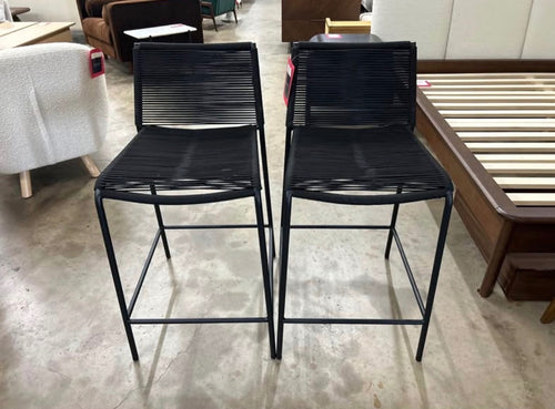 Pair of Zina Outdoor Counter Stools - Ember Black