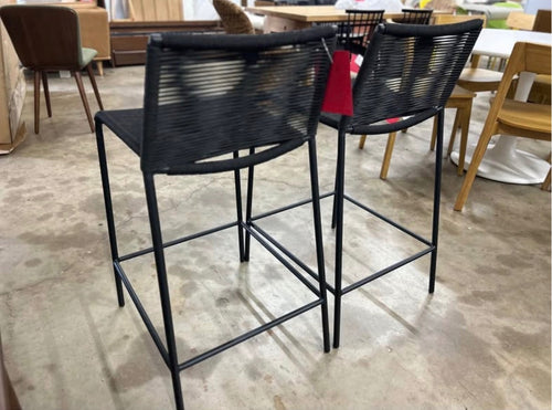 Pair of Zina Outdoor Counter Stools - Ember Black