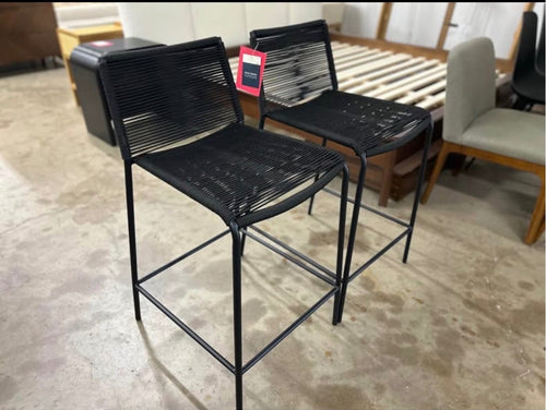 Pair of Zina Outdoor Counter Stools - Ember Black