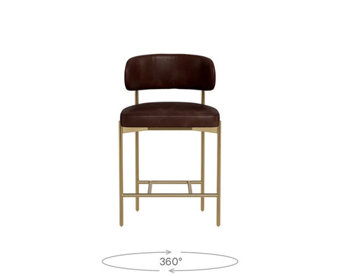 Set of 3 Interior Define Hollis Leather Counter Stools- Cognac