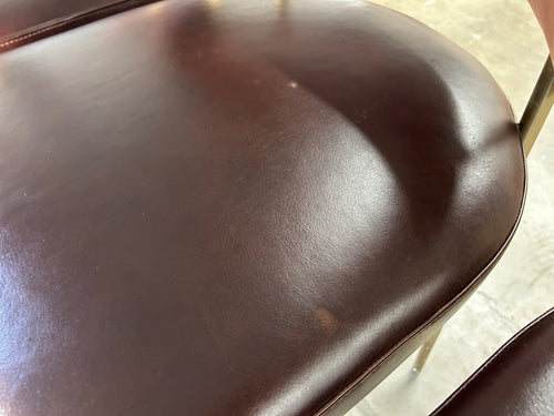 Set of 3 Interior Define Hollis Leather Counter Stools- Cognac