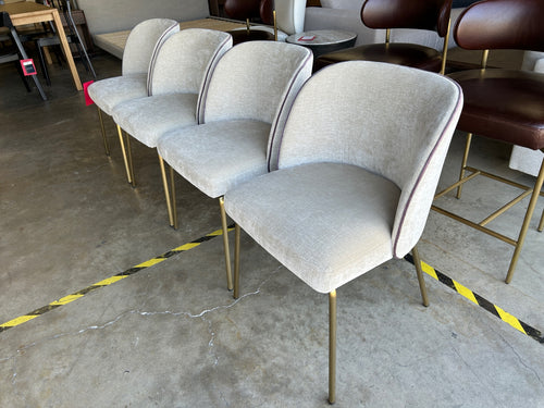 Set of 4 Interior Define Graham Dining Upholstered Chairs with Lavender Piping - Performance Velvet