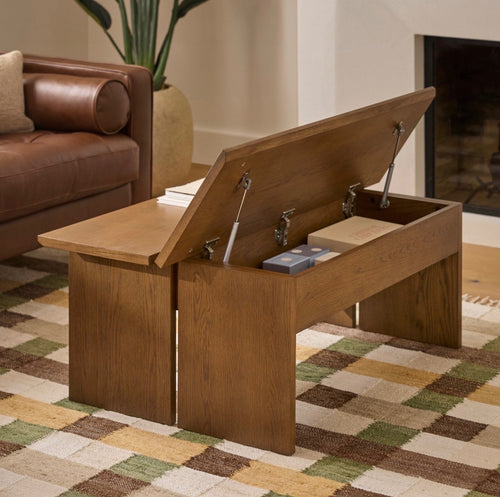Karl 46in Lift-Top Storage Coffee Table - Smoked Oak