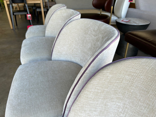 Set of 4 Interior Define Graham Dining Upholstered Chairs with Lavender Piping - Performance Velvet