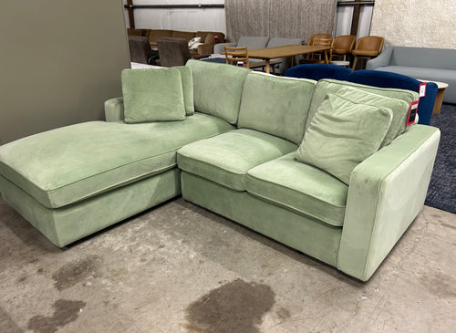 Interior Define James 3-Seat Chaise Sectional-Celedon Performance Velvet