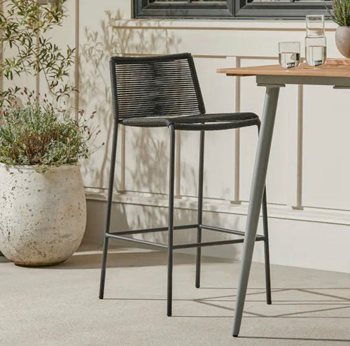 Pair of Zina Outdoor Bar Stools - Ember Black